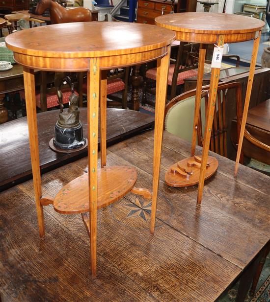 A pair of oval painted satinwood tables (a.f.) W.51cm